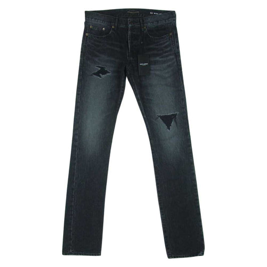 SAINT LAURENT サンローラン 500779 デストロイ加工 クラッシュ ダメージ スニキー デニム パンツ ブラック系 DEEP DARK BLACK 30【美品】【中古】