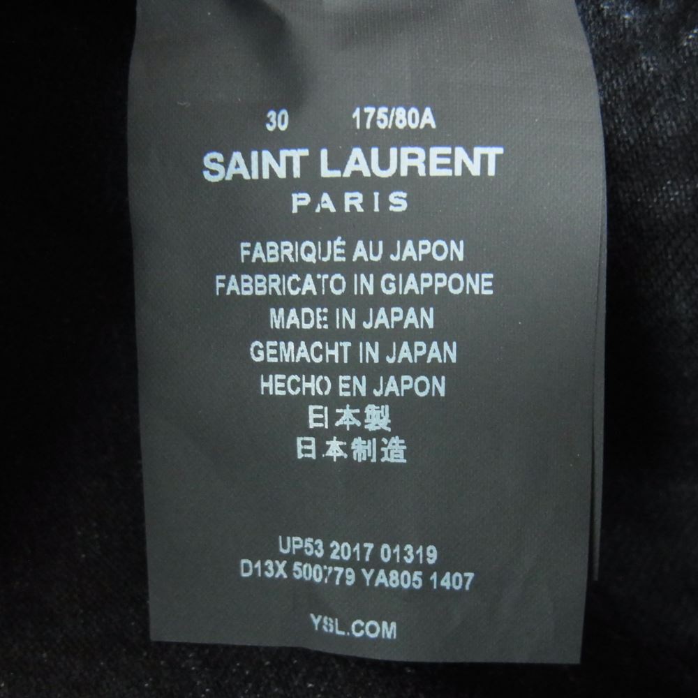 SAINT LAURENT サンローラン 500779 デストロイ加工 クラッシュ ダメージ スニキー デニム パンツ ブラック系 DEEP DARK BLACK 30【美品】【中古】
