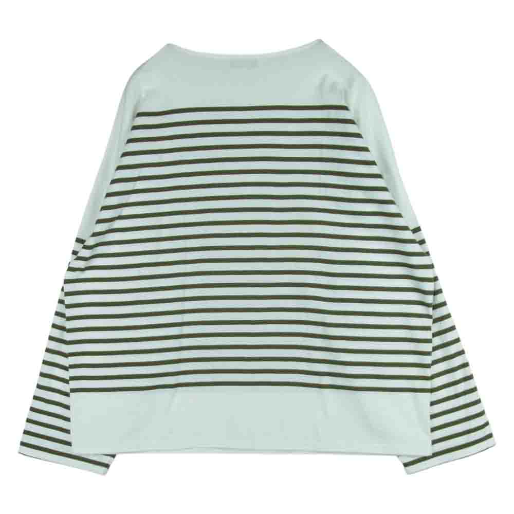 marka マーカ BASQUE SHIRT ORGANIC COTTON PANEL BORDER バスク ボーダー 長袖 Tシャツ ホワイト系 カーキ系 1【中古】