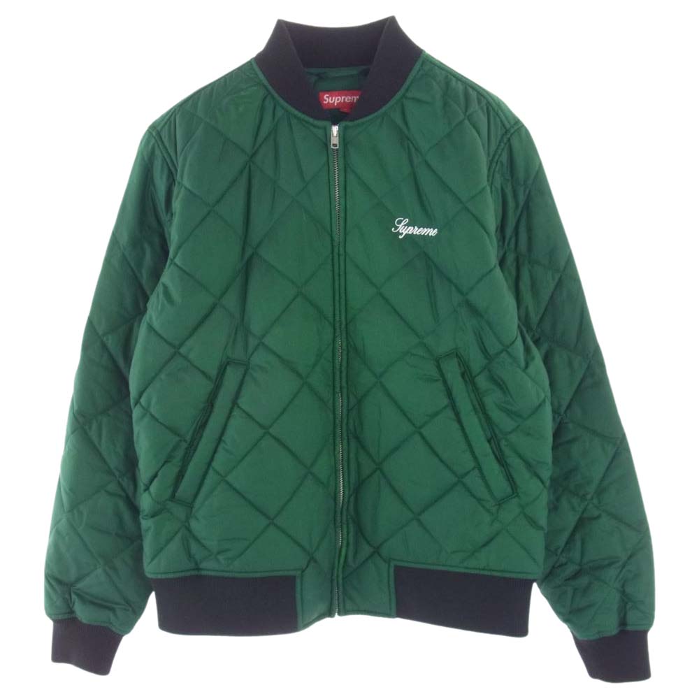 Supreme シュプリーム 16SS Sequin Patch Quilted Bomber Jacket シークイン パッチ ボンバー ジャケット ブルゾン スパンコール キルティング グリーン系 S【中古】