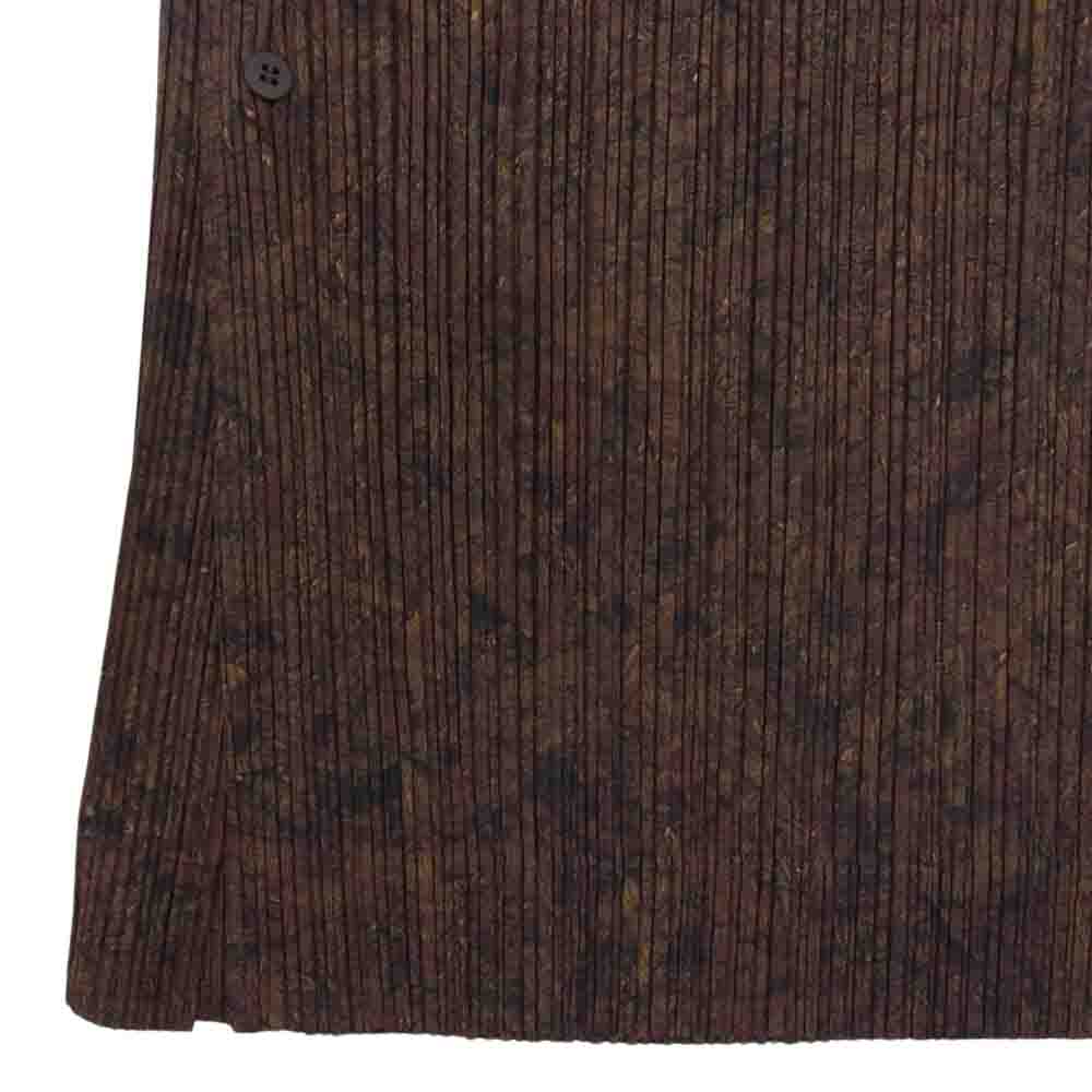 PLEATS PLEASE プリーツプリーズ イッセイミヤケ PP91-JH145 プリーツ加工 サイドスリットボタン 枯葉 総柄 ノースリーブ ワンピース ドレス ブラウン系【美品】【中古】