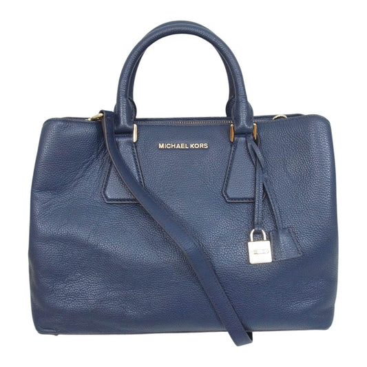 Michael Kors マイケルコース レザー ハンド バッグ ネイビー系【中古】