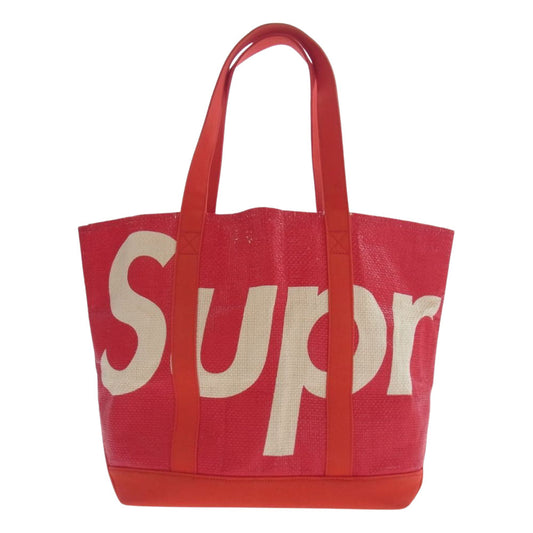 Supreme シュプリーム 20SS RAFFIA TOTE BAG ラフィア トート バッグ RED レッド系【中古】