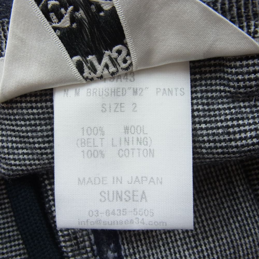 SUNSEA サンシー 19AW 19A43 N.M BRUSHED M2 PANTS ウール スラックス ブラック系 ホワイト系 2【新古品】【未使用】【中古】