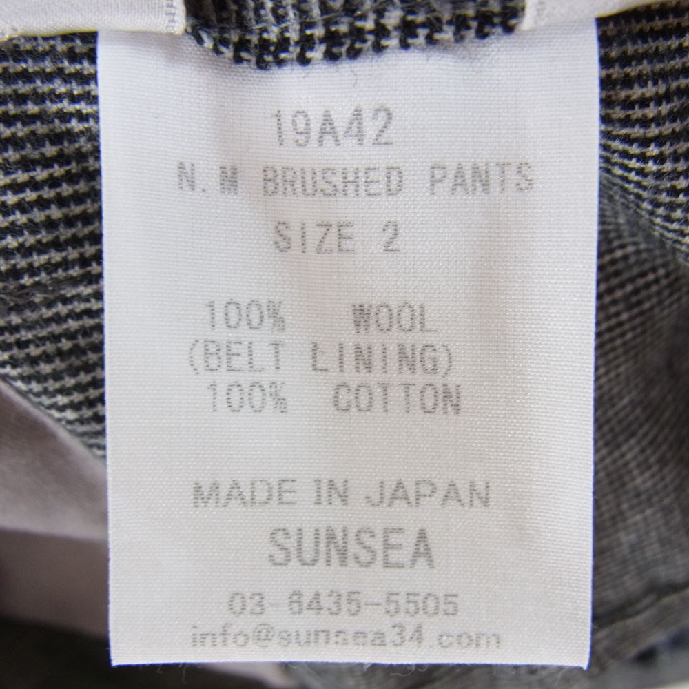SUNSEA サンシー 19AW 19A42 N.M BRUSHED PANTS ウール スラックス グレー ブラック系 2【新古品】【未使用】【中古】