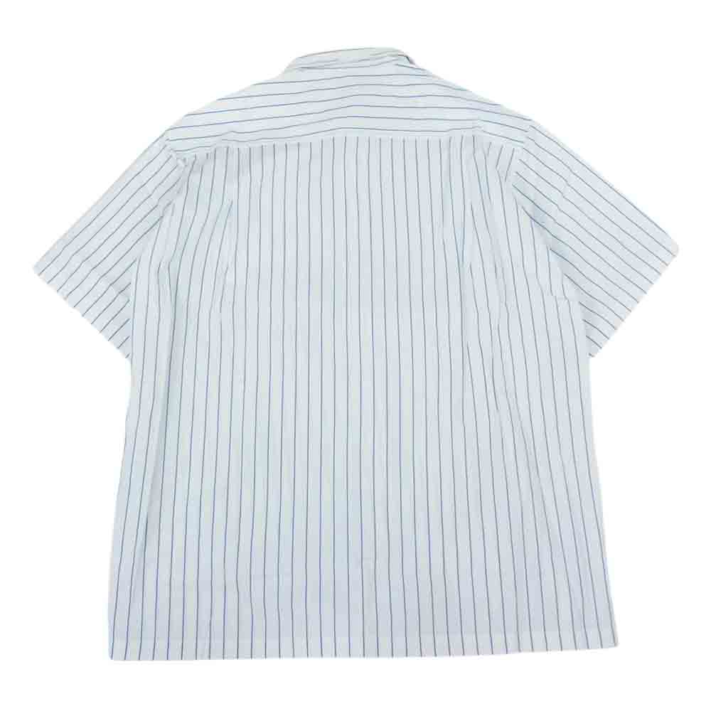 WACKO MARIA ワコマリア Thomas Mason STRIPED REGULAR COLLARED SHIRT トーマスメイソン ストライプ 半袖シャツ ホワイト系 S【中古】