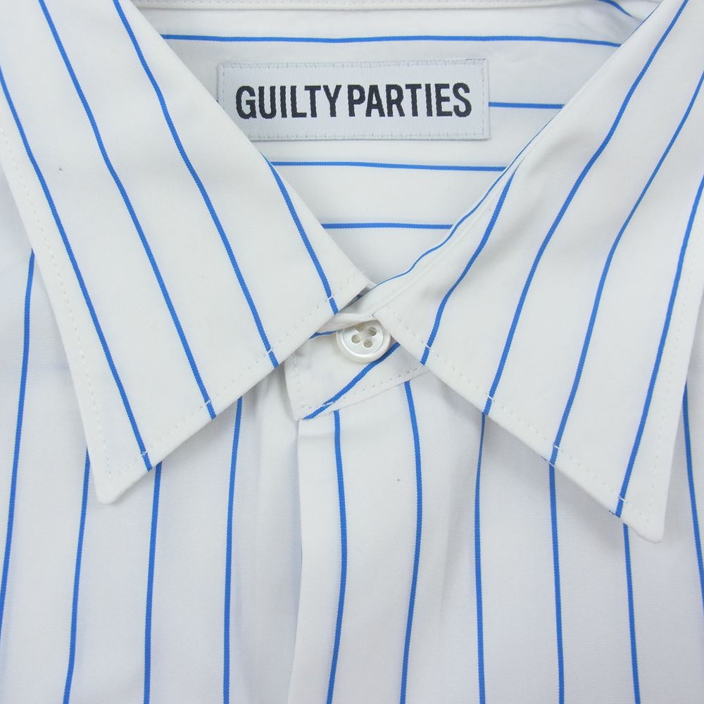 WACKO MARIA ワコマリア Thomas Mason STRIPED REGULAR COLLARED SHIRT トーマスメイソン ストライプ 半袖シャツ ホワイト系 S【中古】