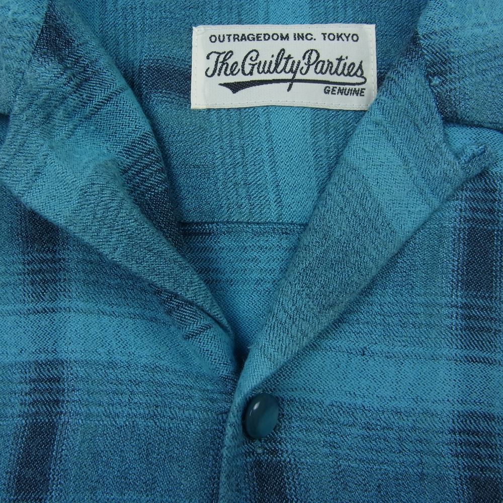 WACKO MARIA ワコマリア レーヨン オンブレチェック オープンカラー 半袖シャツ グリーン系 S【中古】