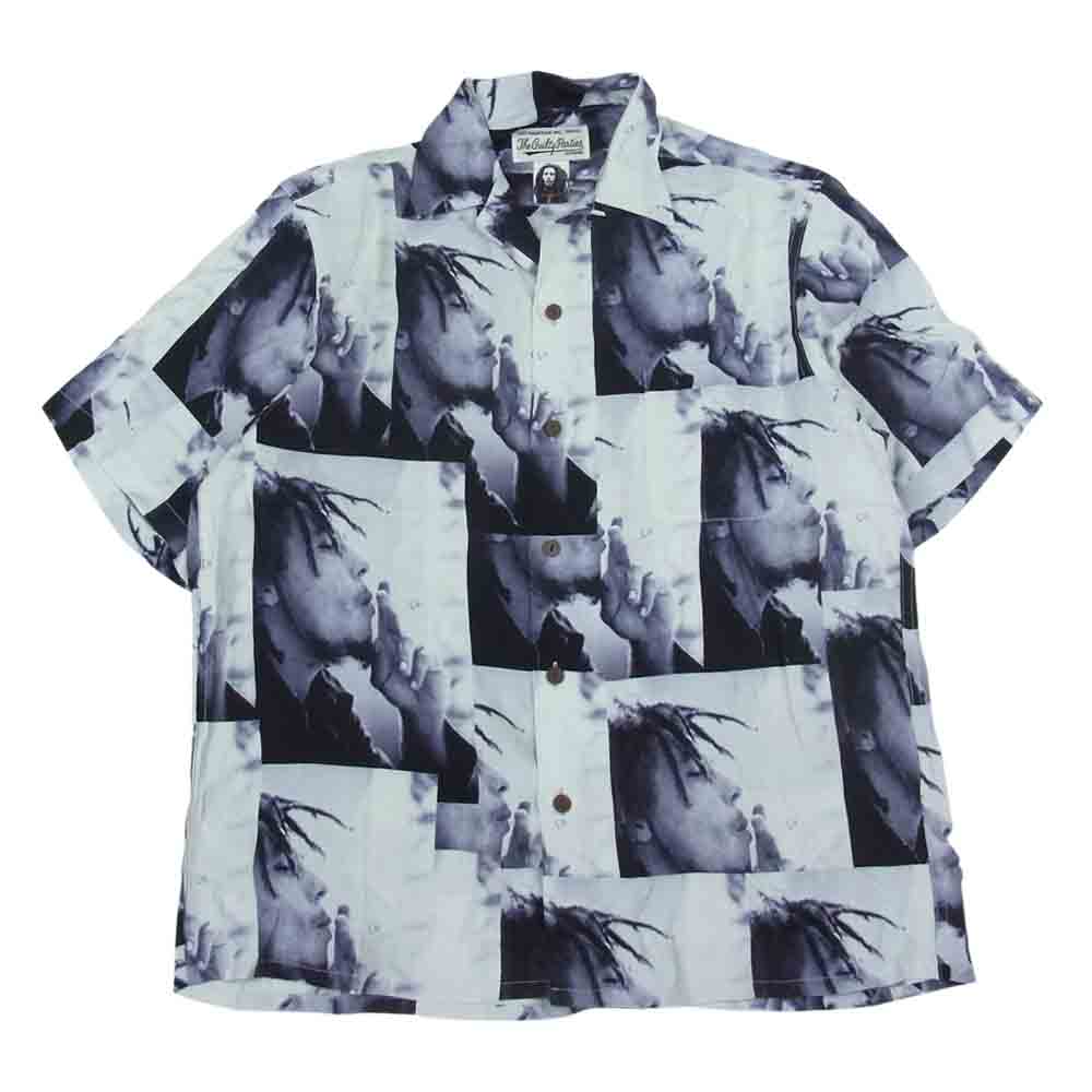 WACKO MARIA ワコマリア 23SS BOB MARLEY HAWAIIAN SHIRT S/S ボブマーリー ハワイアン オープンカラー 半袖シャツ ブラック系 グレー系 S【中古】