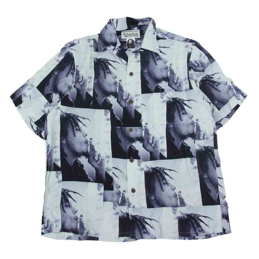WACKO MARIA ワコマリア 23SS BOB MARLEY HAWAIIAN SHIRT S/S ボブマーリー ハワイアン オープンカラー 半袖シャツ ブラック系 グレー系 S【中古】