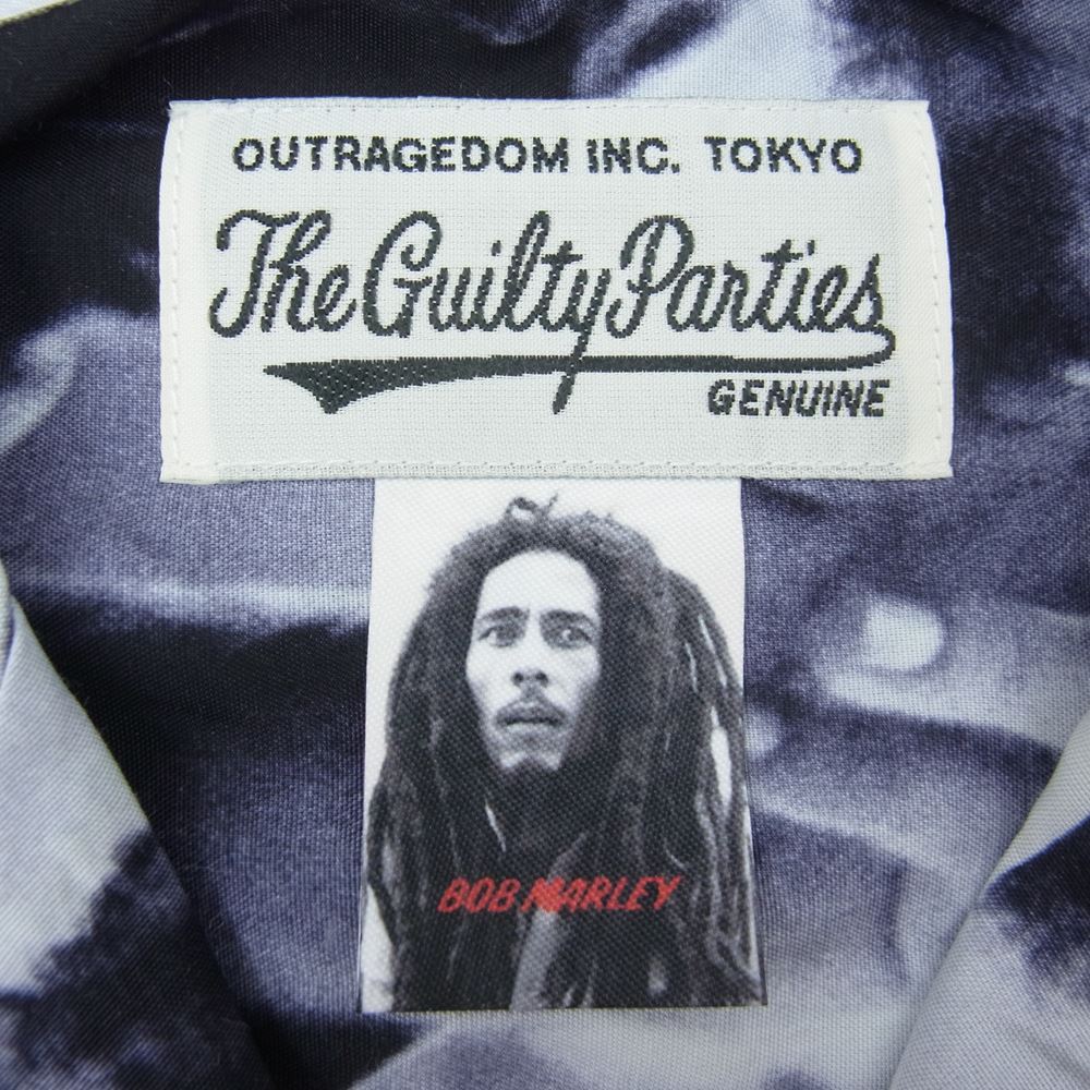WACKO MARIA ワコマリア 23SS BOB MARLEY HAWAIIAN SHIRT S/S ボブマーリー ハワイアン オープンカラー 半袖シャツ ブラック系 グレー系 S【中古】