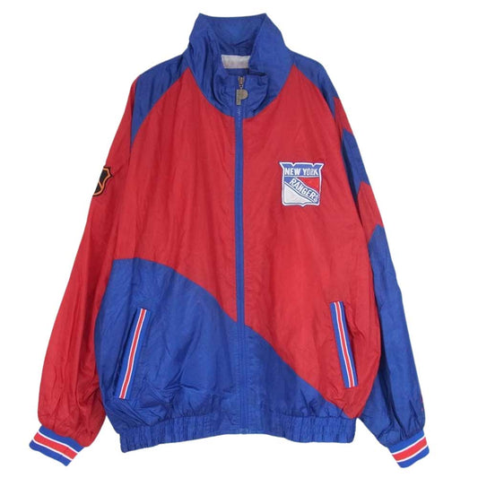 プロ プレーヤー 90s 00s NHL NY RANGERS ナイロン ジャケット レッド系 ブルー系 L【中古】