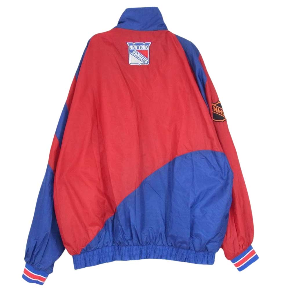 プロ プレーヤー 90s 00s NHL NY RANGERS ナイロン ジャケット レッド系 ブルー系 L【中古】