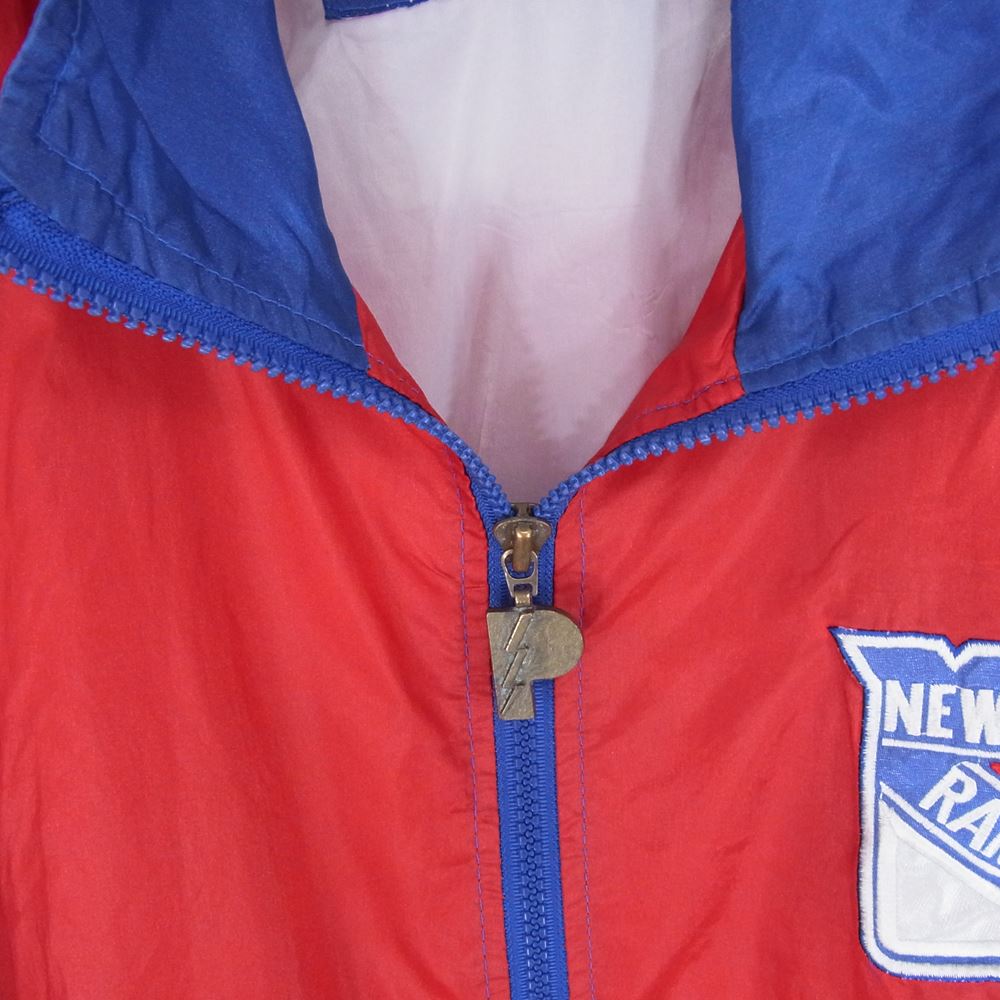 プロ プレーヤー 90s 00s NHL NY RANGERS ナイロン ジャケット レッド系 ブルー系 L【中古】