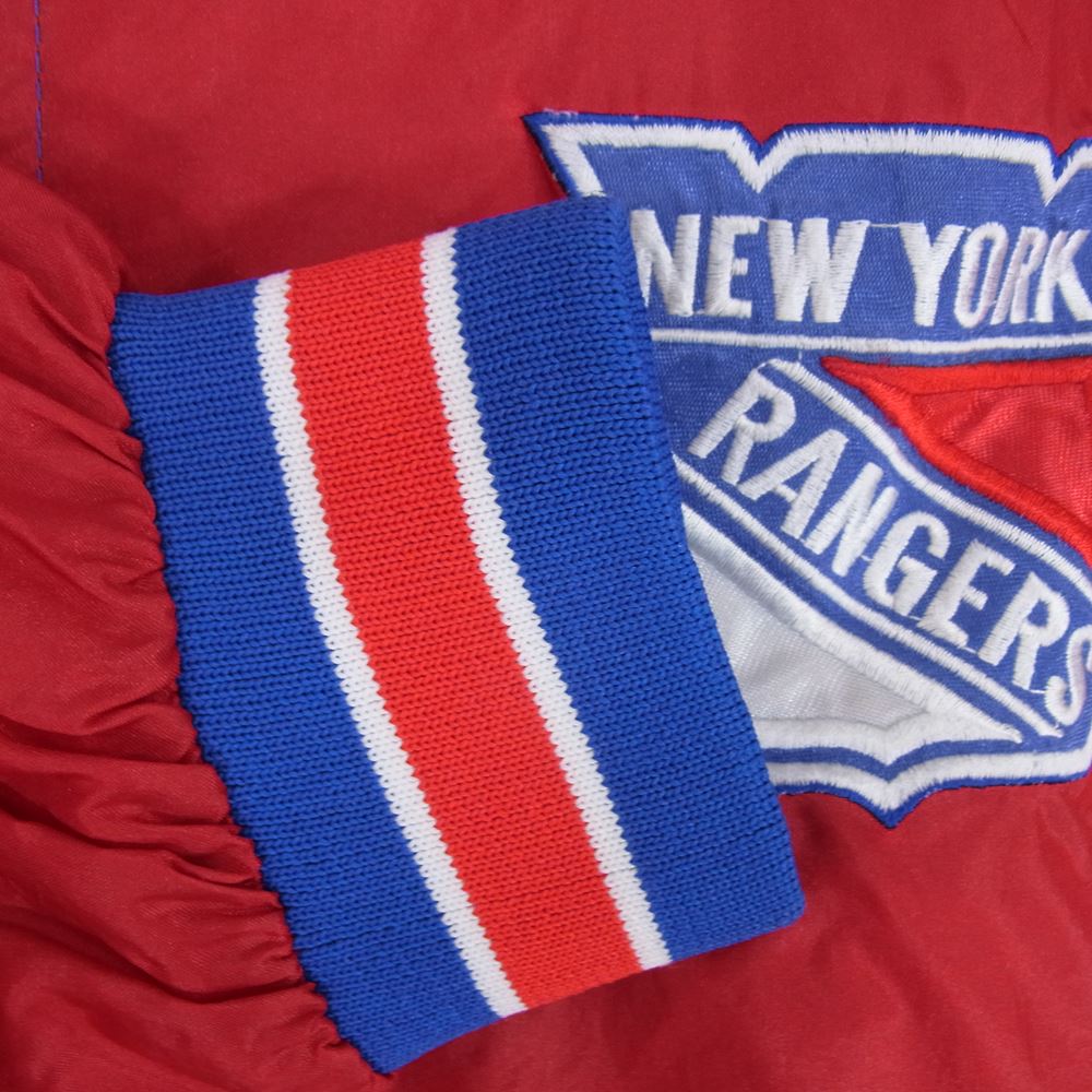 プロ プレーヤー 90s 00s NHL NY RANGERS ナイロン ジャケット レッド系 ブルー系 L【中古】
