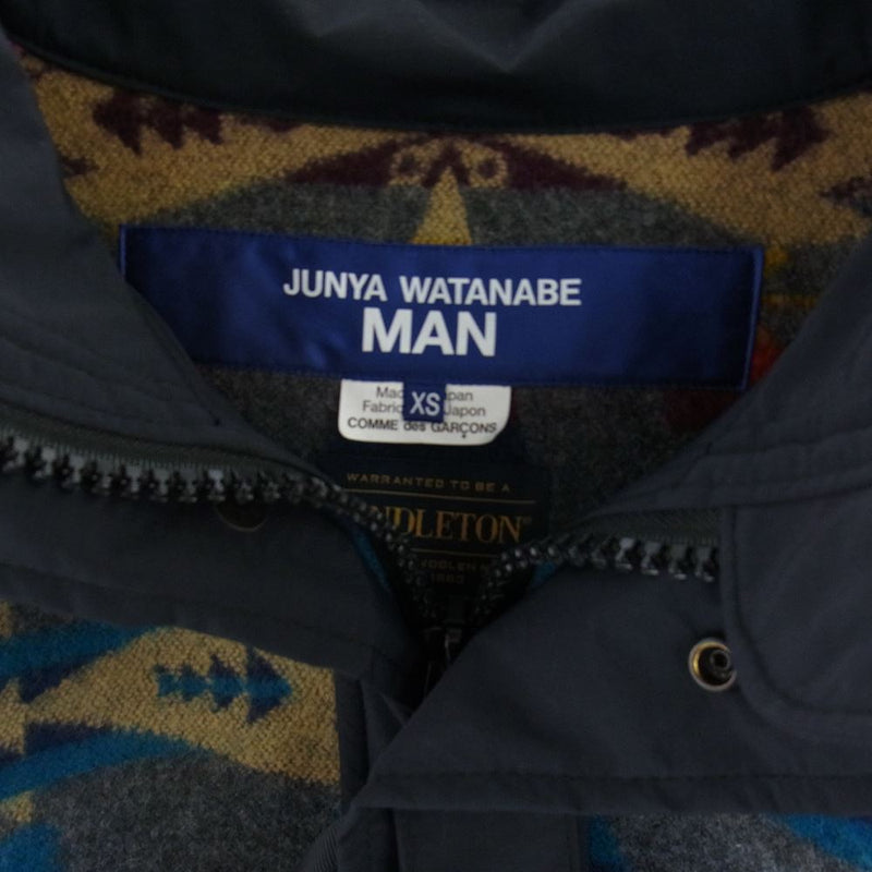 JUNYA WATANABE COMME des GARCONS MAN ジュンヤワタナベコムデギャルソンマン 22AW WJ-J020 ペンドルトン PENDLETON ナイロン タフタ ラミネートウール ジャガード コート XS【中古】