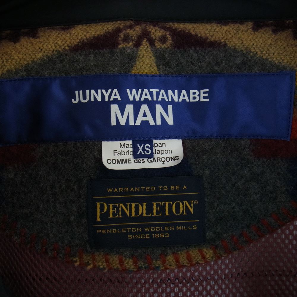 JUNYA WATANABE COMME des GARCONS MAN ジュンヤワタナベコムデギャルソンマン 22AW WJ-J020 ペンドルトン PENDLETON ナイロン タフタ ラミネートウール ジャガード コート XS【中古】