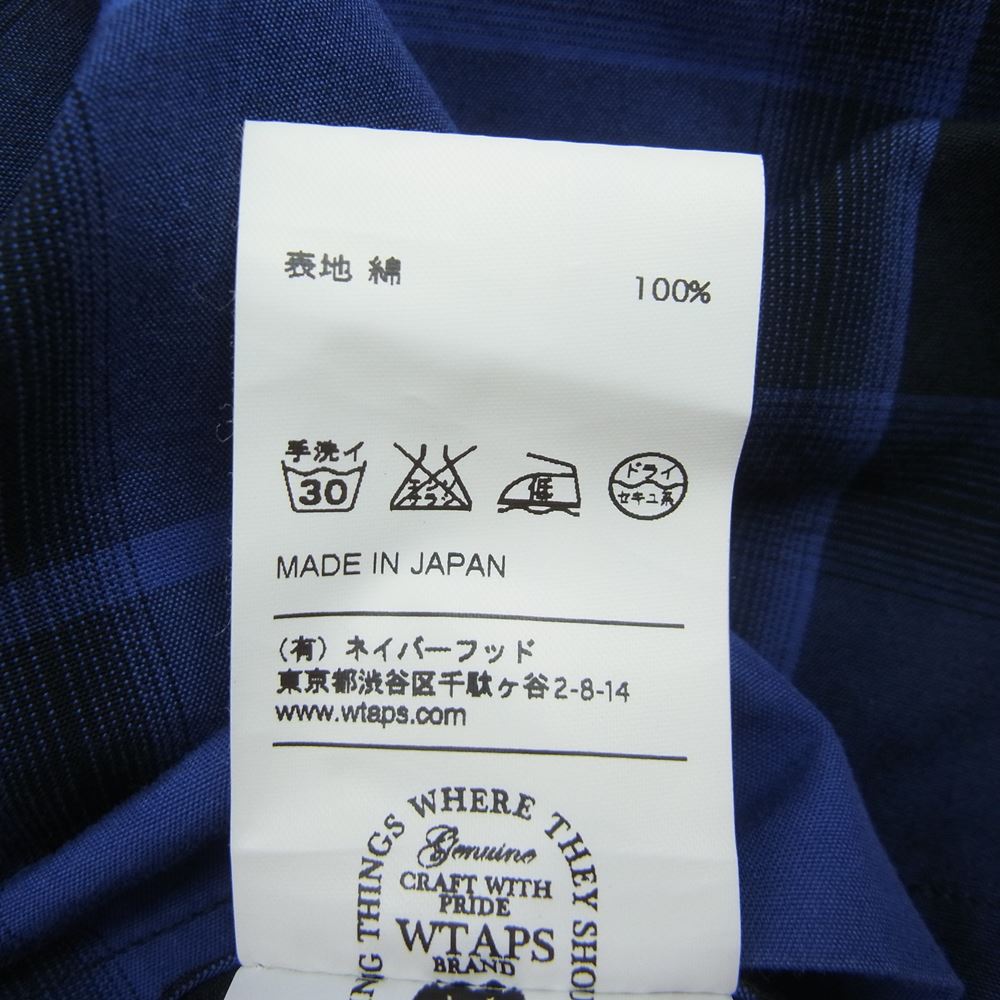 WTAPS ダブルタップス 13SS 131GWDT-SHM05 L/S VATOS SHIRT ヴァトーズ シャツ チェック ネイビー系 M【中古】