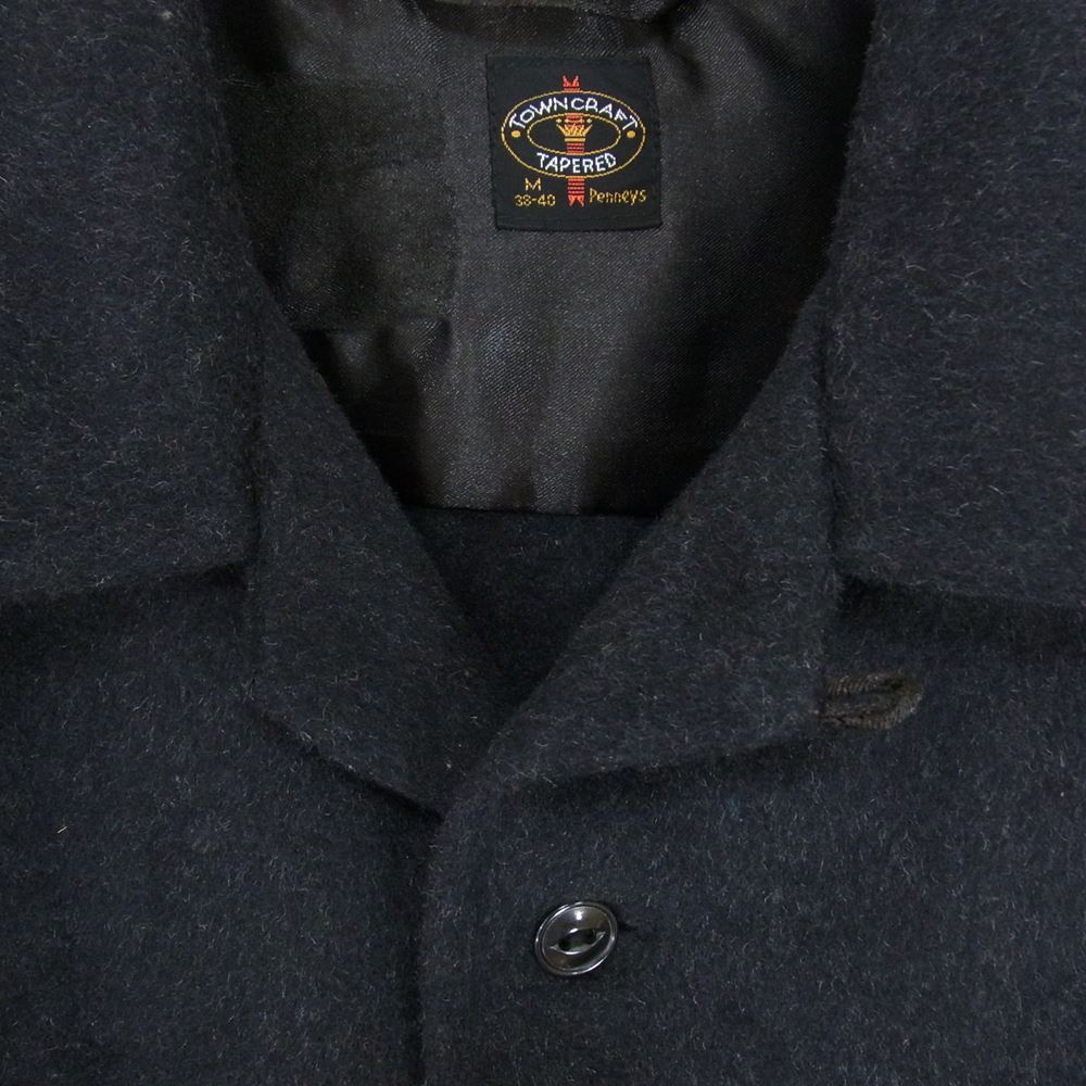 タウンクラフト TAPEREDタグ ウール 長袖 オープンカラー シャツ ダークグレー系 M【中古】