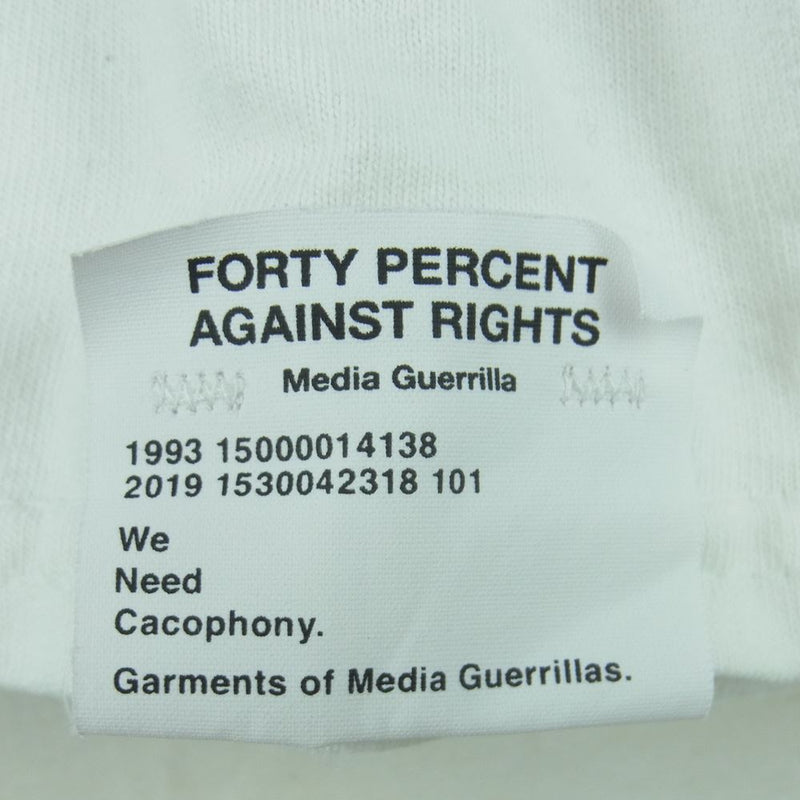 フォーティーパーセントアゲインストライツ 221NTFP-STM12 1992 ロゴ 半袖 Tシャツ ホワイト系 XL【中古】