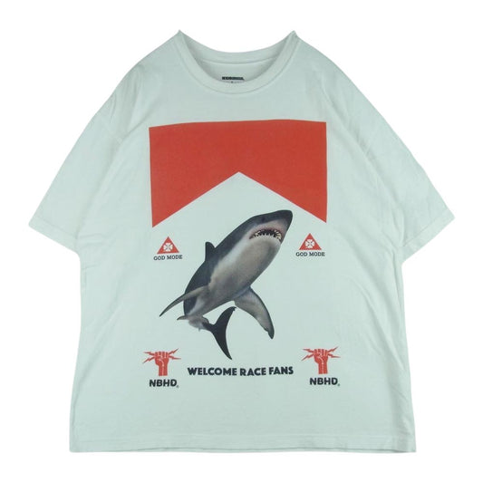 NEIGHBORHOOD ネイバーフッド 23SS DSC サメ 鮫 シャーク プリント 半袖 Tシャツ コットン 日本製 ホワイト系 L【中古】