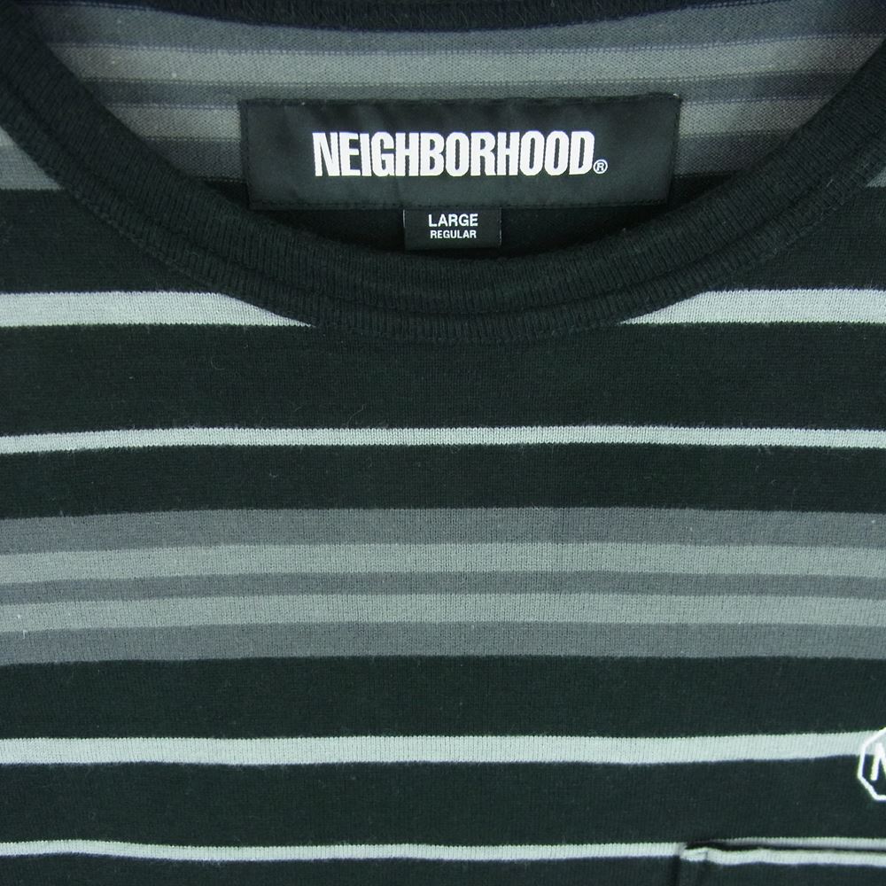 NEIGHBORHOOD ネイバーフッド 22AW 222UWNH-CSM01 BORDER CREWNECK LS.CO ボーダー クルーネック ロングスリーブ カットソー ブラック系 グレー系 L【中古】