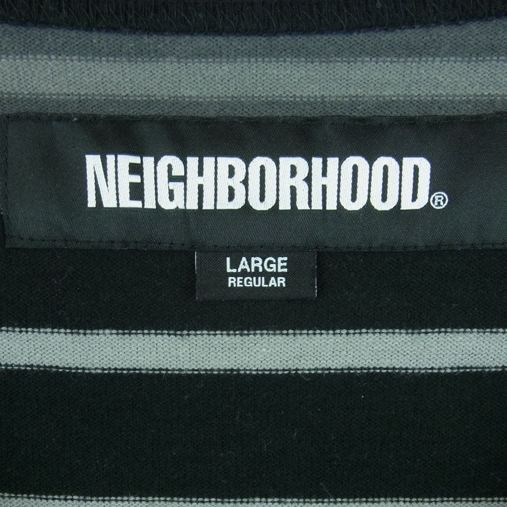 NEIGHBORHOOD ネイバーフッド 22AW 222UWNH-CSM01 BORDER CREWNECK LS.CO ボーダー クルーネック ロングスリーブ カットソー ブラック系 グレー系 L【中古】