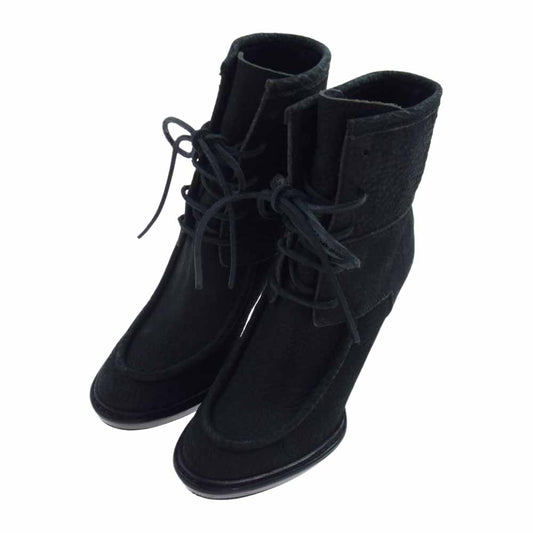 BURBERRY バーバリー ヒール レザー ブーツ ブラック系 UK5 38EUR【中古】