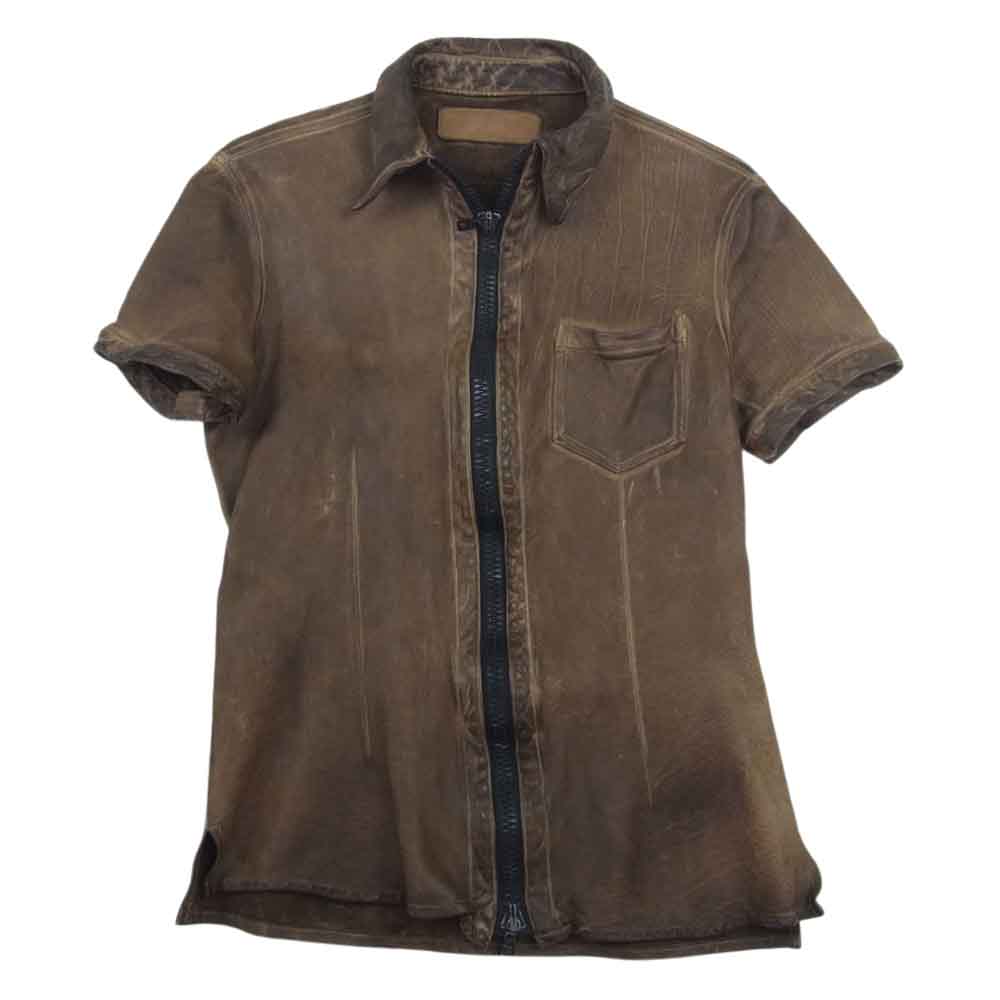 ISAMUKATAYAMA BACKLASH イサムカタヤマバックラッシュ 916-02 CALE LEATHER 半袖 レザー ジャケット ブラウン系【中古】
