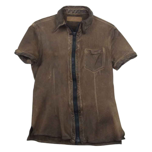 ISAMUKATAYAMA BACKLASH イサムカタヤマバックラッシュ 916-02 CALE LEATHER 半袖 レザー ジャケット ブラウン系【中古】