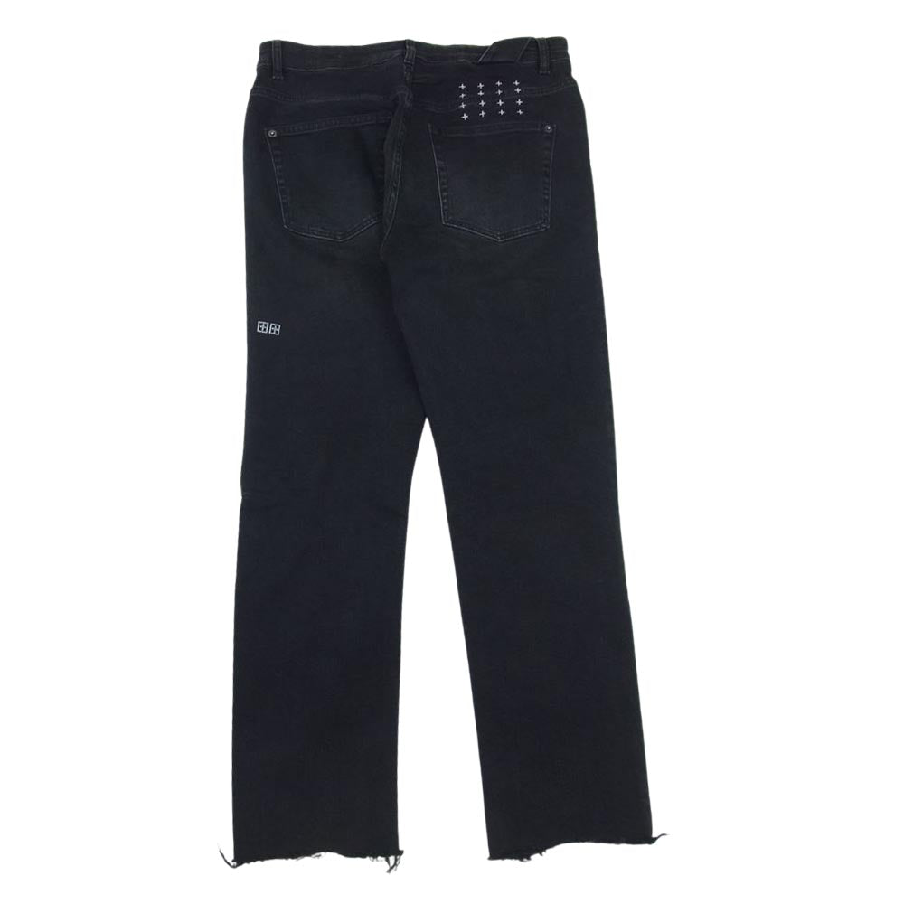 スビ カットオフ ボタンフライ 5ポケット ブラックデニム スキニー パンツ ジーンズ ブラック系 31【中古】