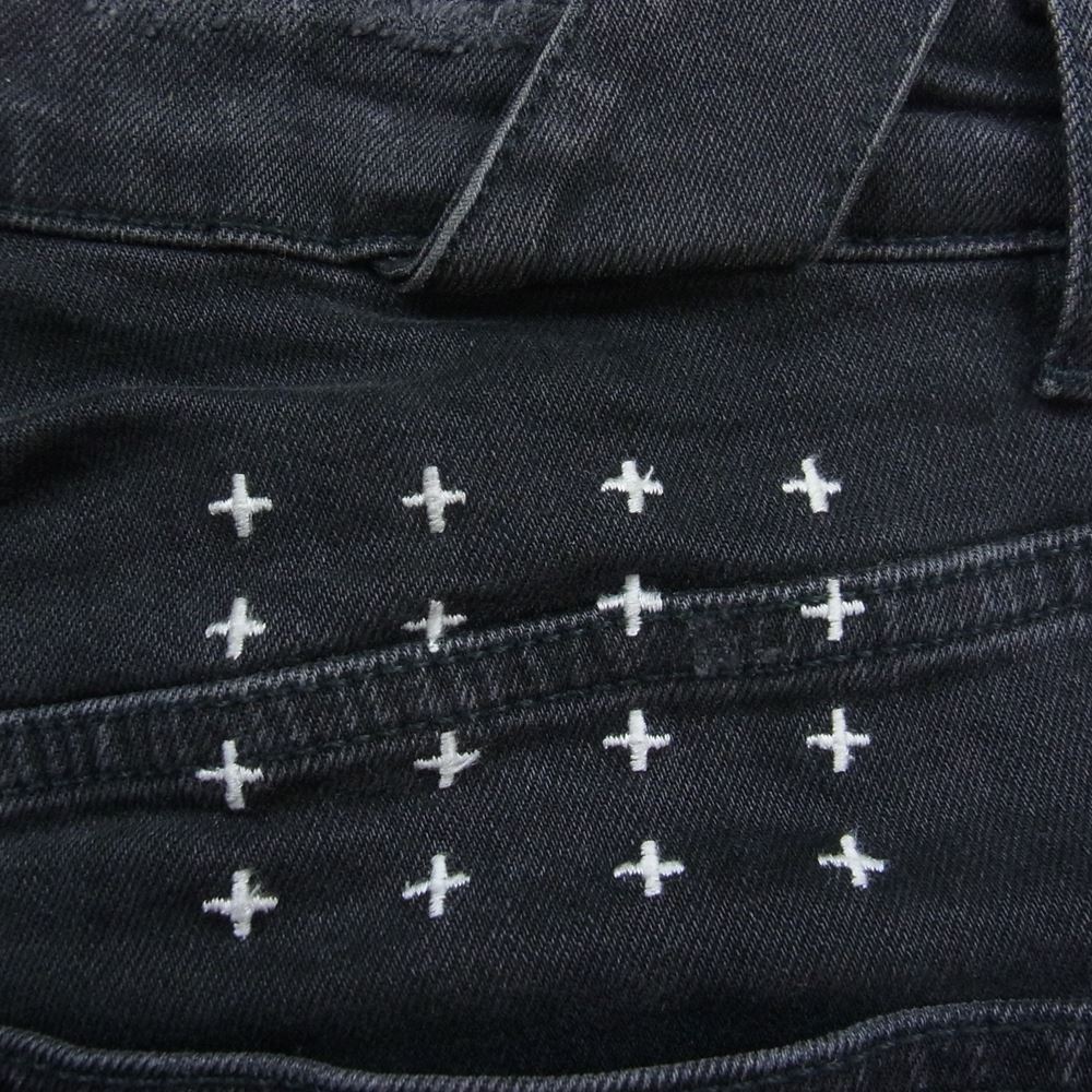 スビ カットオフ ボタンフライ 5ポケット ブラックデニム スキニー パンツ ジーンズ ブラック系 31【中古】