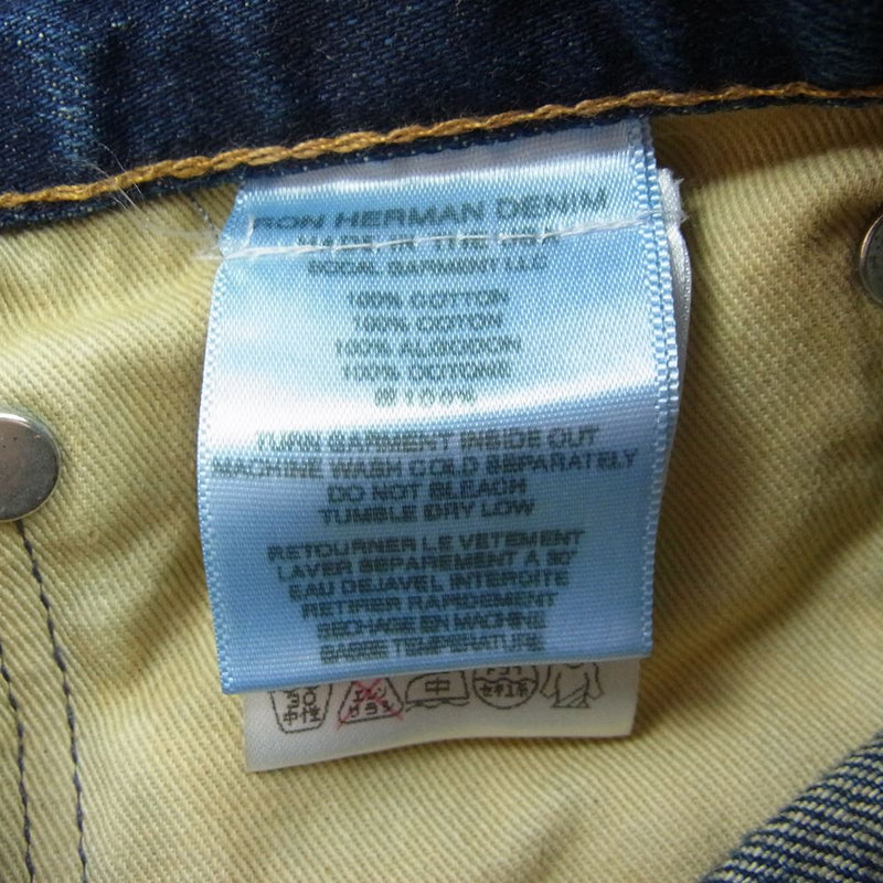 Ron Herman ロンハーマン DENIM 国内正規品 USA製 4120601091836 ペイント加工 ヴィンテージ加工 赤耳 ボタンフライ ストレート デニムパンツ インディゴブルー系 31【中古】