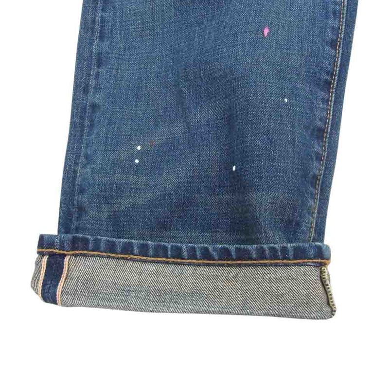 Ron Herman ロンハーマン DENIM 国内正規品 USA製 4120601091836 ペイント加工 ヴィンテージ加工 赤耳 ボタンフライ ストレート デニムパンツ インディゴブルー系 31【中古】