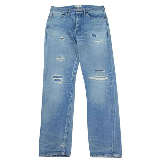 Ron Herman ロンハーマン 19SS 2720600084 DENIM ダメージ加工 クラッシュリペア ヴィンテージ加工 赤耳 ボタンフライ ストレート デニムパンツ インディゴブルー系 31【中古】
