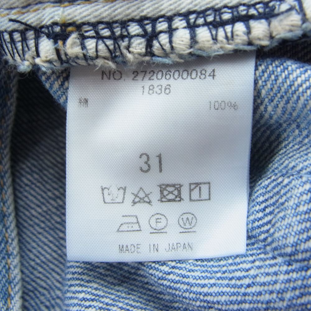 Ron Herman ロンハーマン 19SS 2720600084 DENIM ダメージ加工 クラッシュリペア ヴィンテージ加工 赤耳 ボタンフライ ストレート デニムパンツ インディゴブルー系 31【中古】