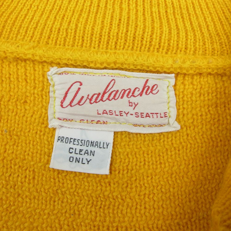 ヴィンテージ avalanche by LESLEY SEATTLE ウール 100％ ジップアップ ロゴ 刺繍 ニット セーター イエロー系 サイズ不明【中古】