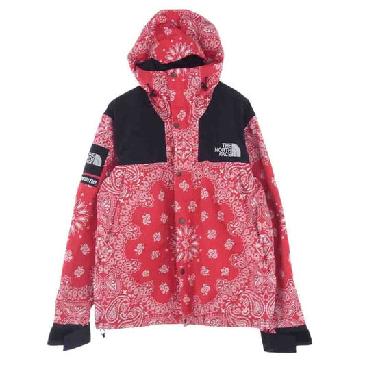 Supreme シュプリーム 14AW × THE NORTH FACE ノースフェイス Bandana Mountain Parka バンダナ マウンテン パーカー ジャケット レッド系 L【中古】