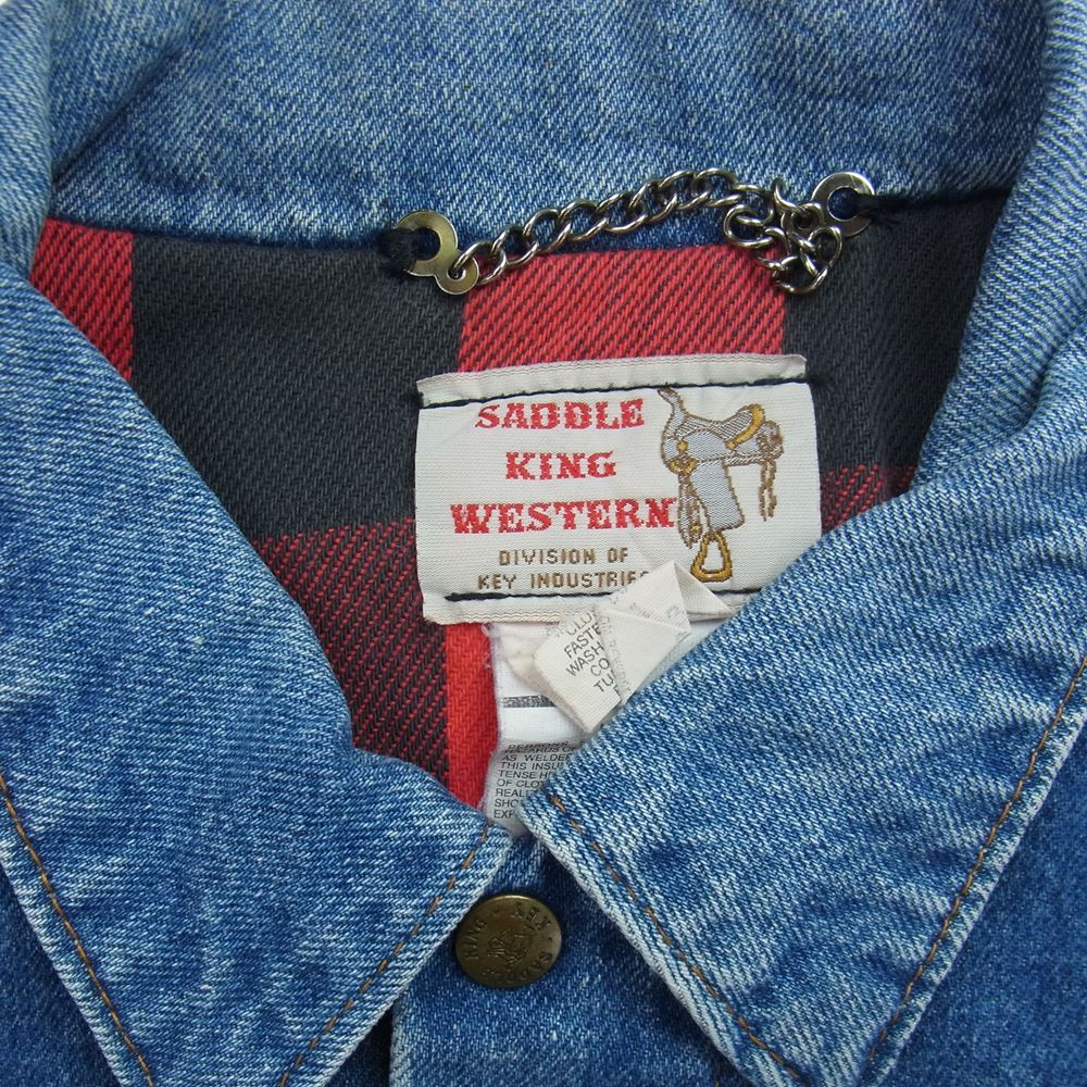 サドルキング USA製 裏府バッファローチェック デニムジャケット インディゴブルー系【中古】