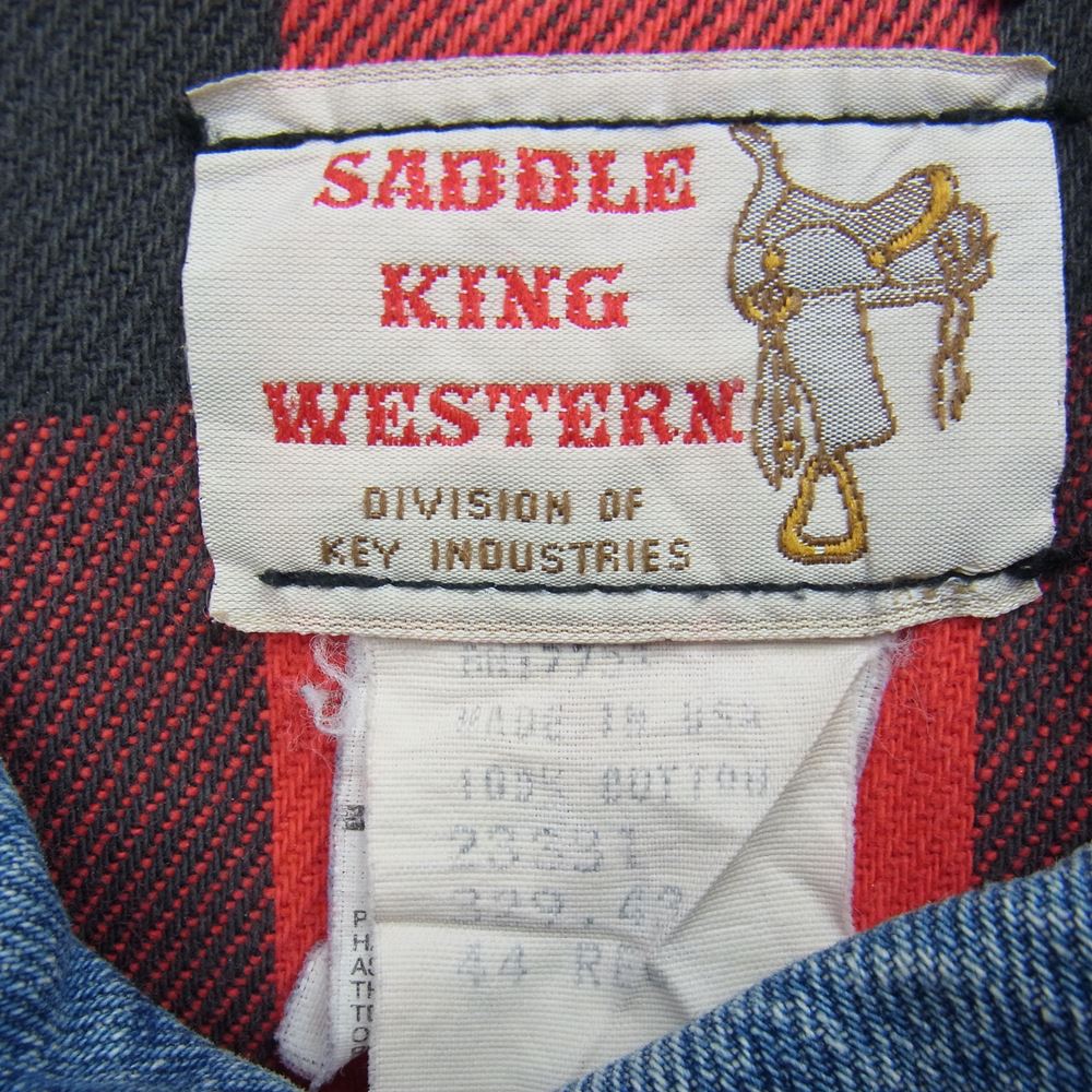 サドルキング USA製 裏府バッファローチェック デニムジャケット インディゴブルー系【中古】