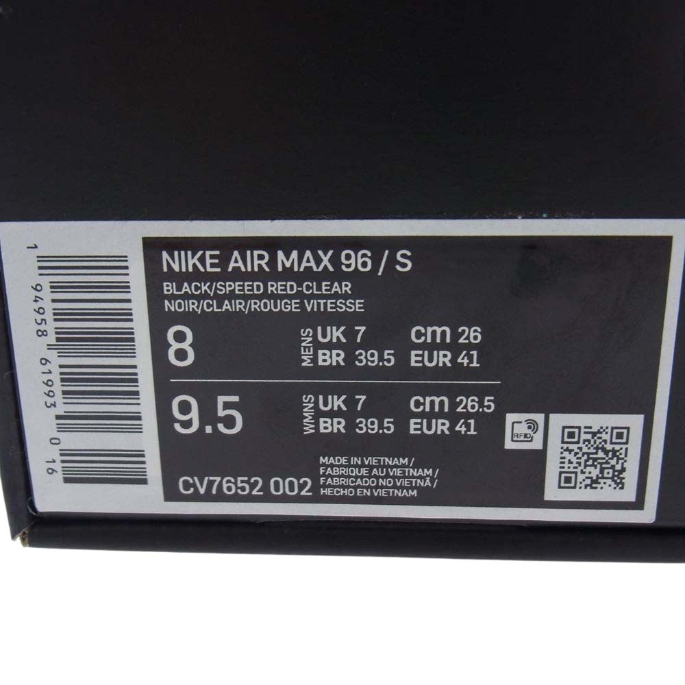 Supreme シュプリーム 21SS CV7652-002 × NIKE ナイキ AIR MAX 96 BLACK SPEED RED CLEAR エアマックス ブラック スピード レッド クリア スニーカー ブラック系 26cm【新古品】【未使用】【中古】
