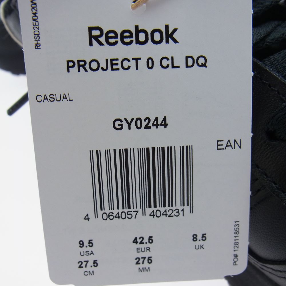 MAISON MARGIELA メゾンマルジェラ GY0244 × Reebok リーボック Classic Leather DQ Shoes クラシックレザー シューズ 足袋 タビ スニーカー ブラック ブラック系 27.5cm【新古品】【未使用】【中古】