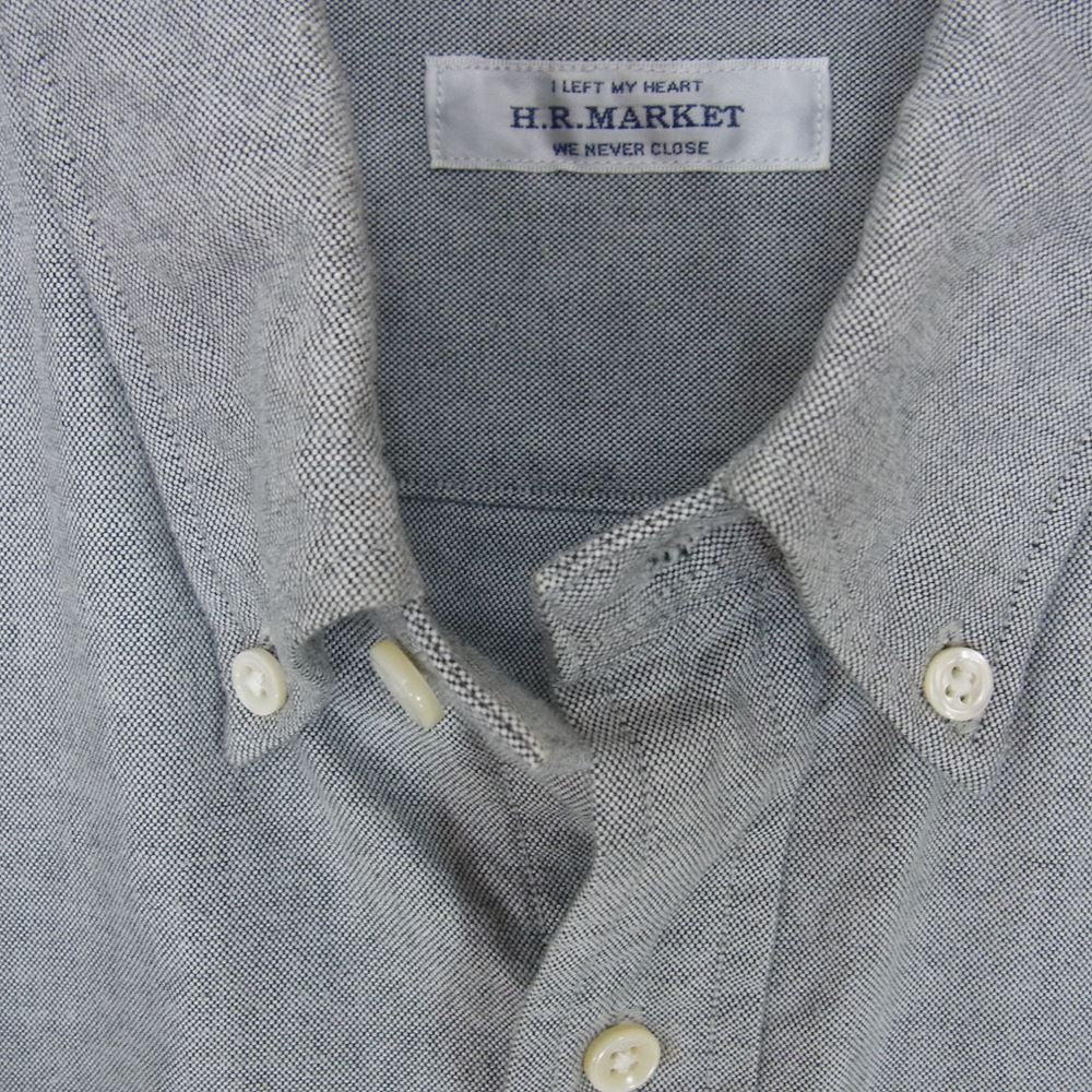 HOLLYWOOD RANCH MARKET ハリウッドランチマーケット 700083-891 H ロゴ ボタンダウン コットン 長袖 シャツ グレー系 4【中古】