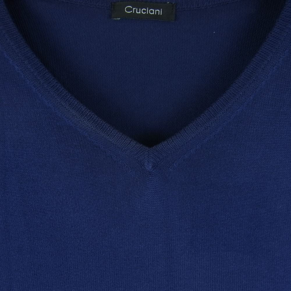 CRUCIANI クルチアーニ Vネック コットン ニット セーター イタリア製 ネイビー系 46【中古】