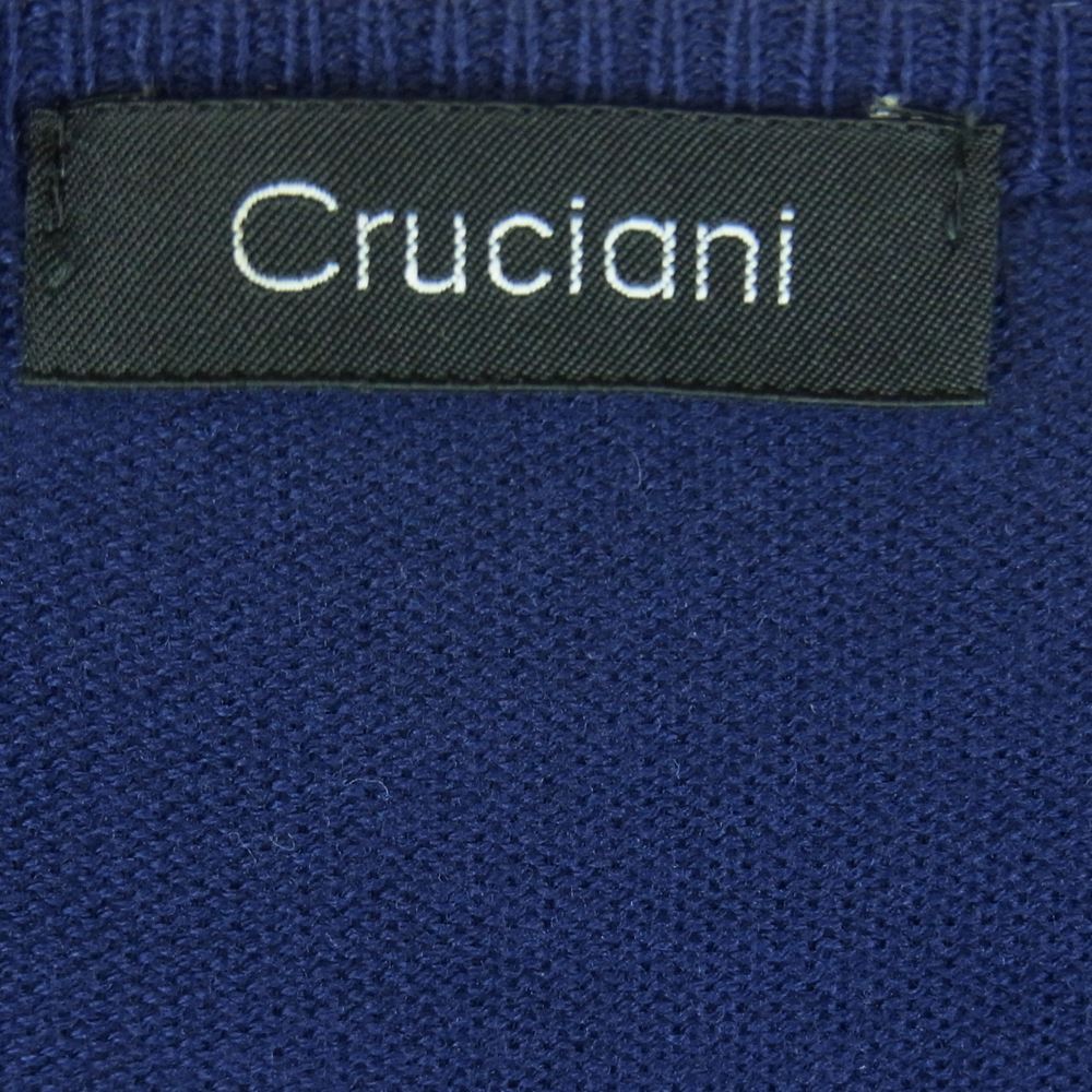 CRUCIANI クルチアーニ Vネック コットン ニット セーター イタリア製 ネイビー系 46【中古】