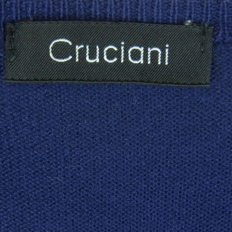CRUCIANI クルチアーニ Vネック コットン ニット セーター イタリア製 ネイビー系 46【中古】