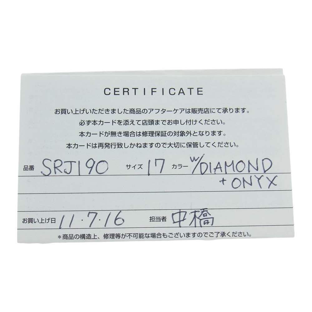 Justin Davis ジャスティンデイビス SRJ190 購入時ギャランティ付属 HERITAGE W/DIAMOND ONYX ヘリテージ ダイヤモンド オニキス リング シルバー系 17号【中古】