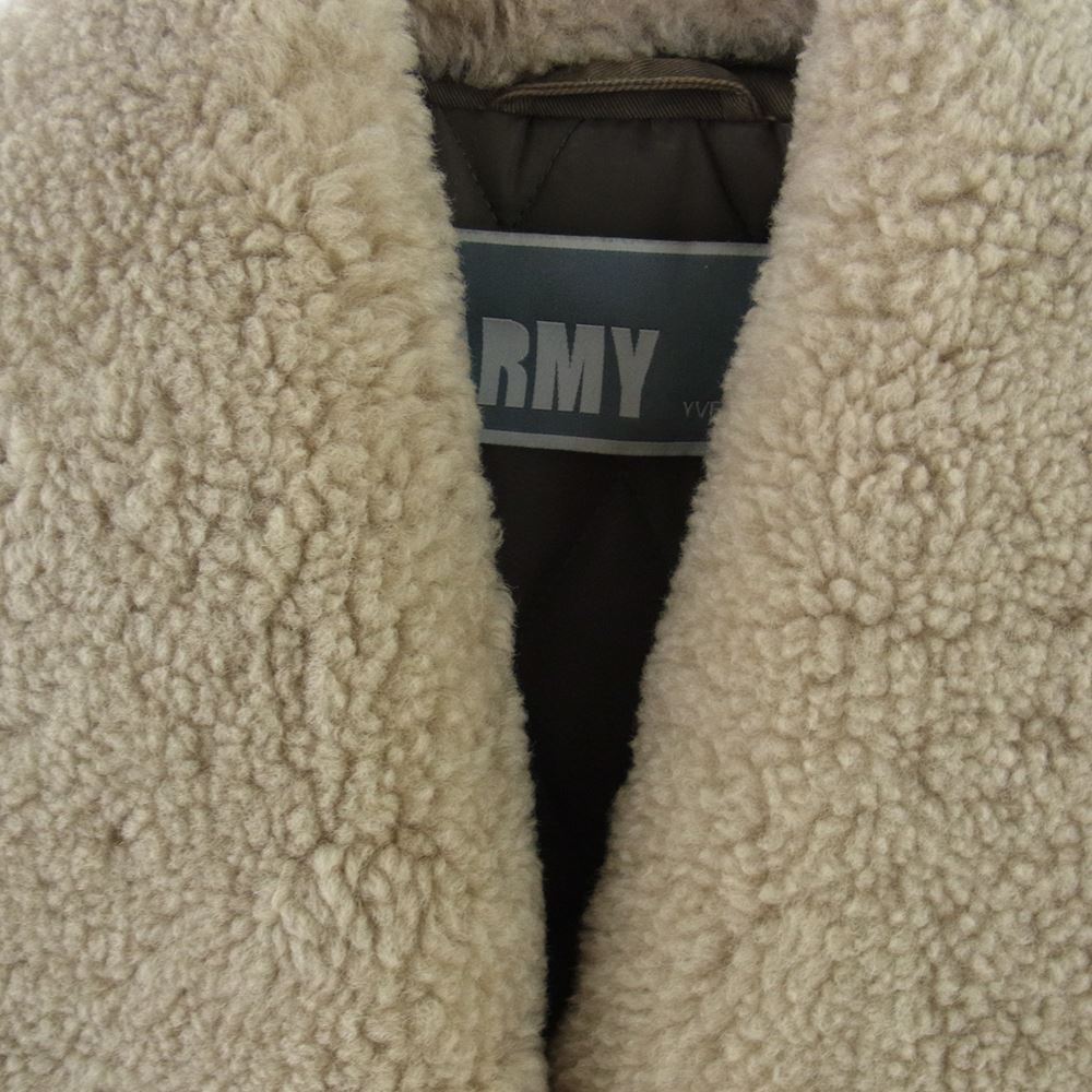 イヴサロモン 国内正規品 ARMY 1141363 ムートン 襟ボア ミリタリー ショート ジャケット カーキ系 36【中古】