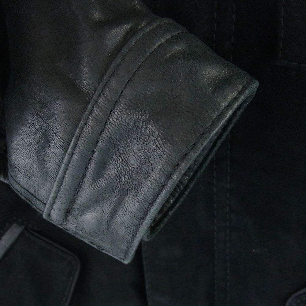 Emporio Armani エンポリオ・アルマーニ EJPC 2122 00100 JEANS ジーンズ スエード切替 ラムレザー シングル ライダース ジャケット ブルゾン ブラック系【中古】