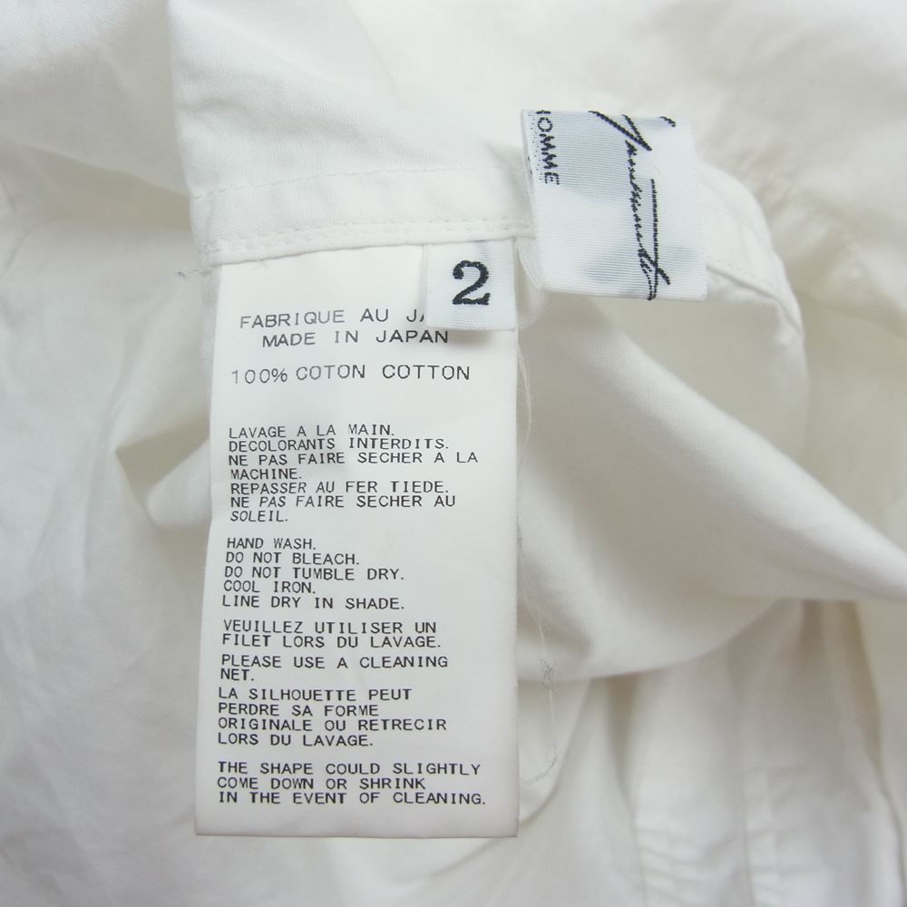 Yohji Yamamoto POUR HOMME ヨウジヤマモトプールオム HO-B24-037 フリル スタンドカラー シャツ ホワイト系 2【中古】